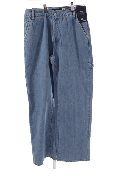 Levis Unisex Light Blue Straight Wide-Leg Jeans 100% Cotton Mid Rise Size 26
