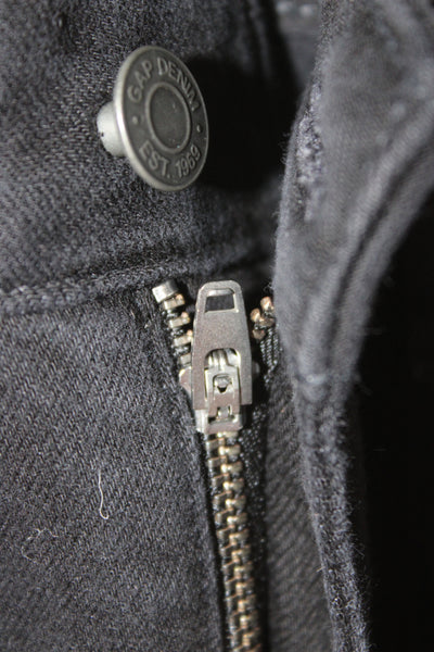 Gap Unisex Bootcut Jeans Black Low Rise Button 94% Cotton Size 27
