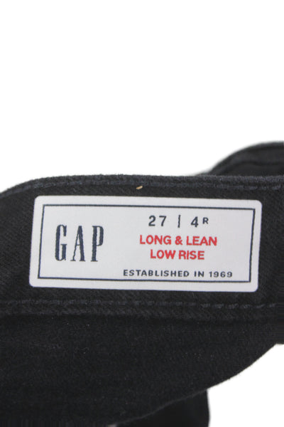 Gap Unisex Bootcut Jeans Black Low Rise Button 94% Cotton Size 27
