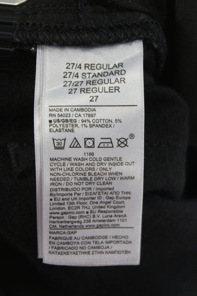 Gap Unisex Bootcut Jeans Black Low Rise Button 94% Cotton Size 27