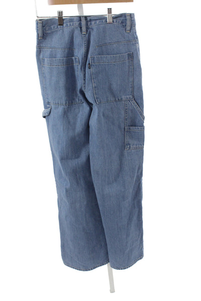 Levis Unisex Straight Wide-Leg High Waist Blue Cotton Jeans Inseam 32in Size 25