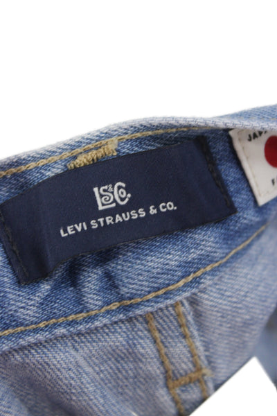 Levis Unisex Straight Wide-Leg High Waist Blue Cotton Jeans Inseam 32in Size 25