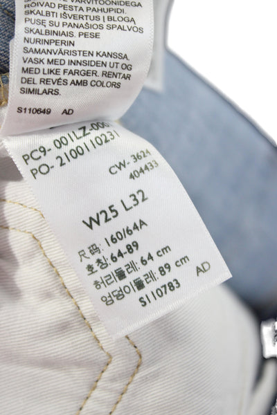 Levis Unisex Straight Wide-Leg High Waist Blue Cotton Jeans Inseam 32in Size 25