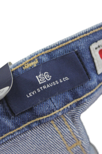 Levis Unisex Straight Cropped Jeans Blue Mid Rise Size 26