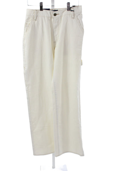 Levis Unisex Carpenter Pants White 100% Cotton Mid Rise 32 Inseam Size 25