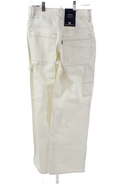 Levis Unisex Carpenter Pants White 100% Cotton Mid Rise 32 Inseam Size 25