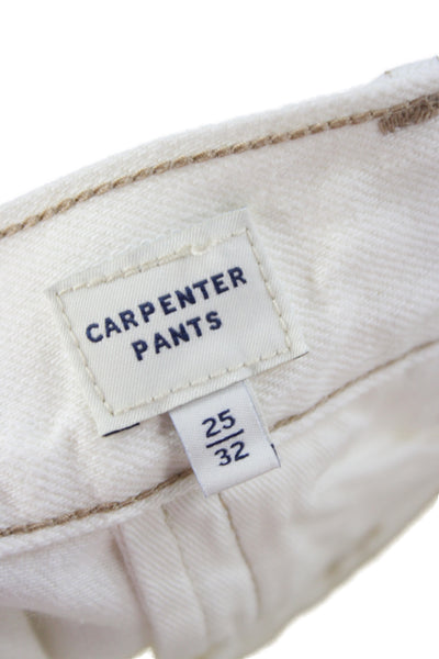Levis Unisex Carpenter Pants White 100% Cotton Mid Rise 32 Inseam Size 25