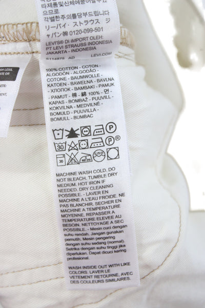 Levis Unisex Carpenter Pants White 100% Cotton Mid Rise 32 Inseam Size 25