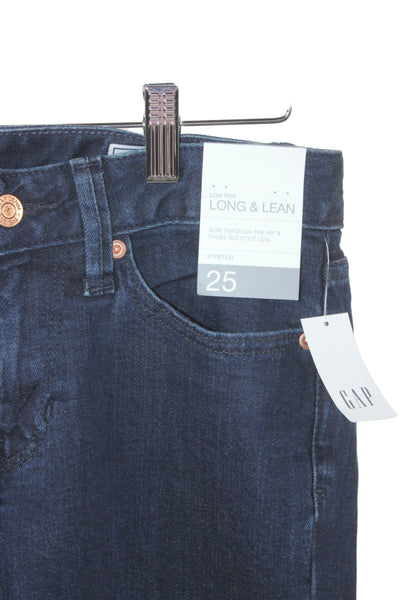 Gap Women Bootcut Jeans Dark Blue Low Rise Button Size 25