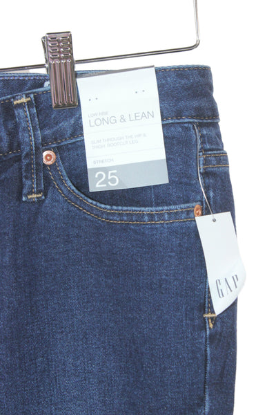 Gap Women Bootcut Jeans Dark Blue Low Rise Button Closure Size 25