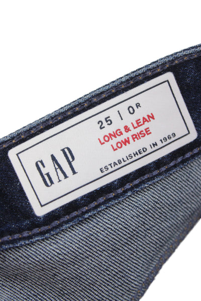 Gap Women Bootcut Jeans Dark Blue Low Rise Button Closure Size 25