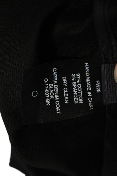 Rochas Women Overcoat Black Collared Button Long Sleeve Cotton Spandex Size S