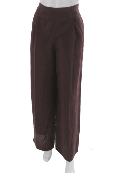 Massimo Dutti Women Brown Linen Dress Pants Zip Inseam 30in Size 36