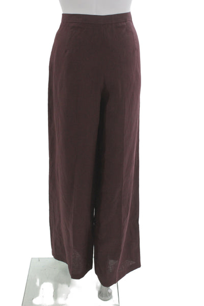 Massimo Dutti Women Brown Linen Dress Pants Zip Inseam 30in Size 36