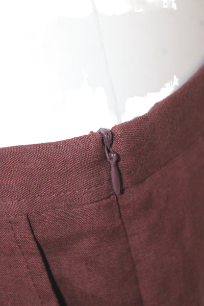 Massimo Dutti Women Brown Linen Dress Pants Zip Inseam 30in Size 36