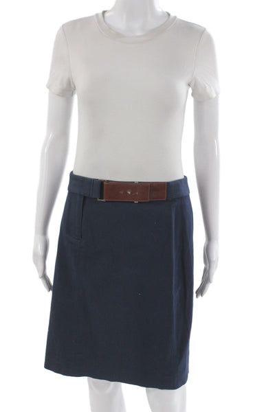 Brooks Brothers Women Dark Blue A-Line Skirt 95% Cotton 5% Spandex Size 4