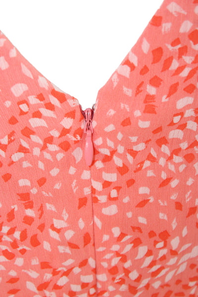 DKNY Womens Wrap Dress Sleeveless V-Neck Tie Waist Knee Length Orange Size 2