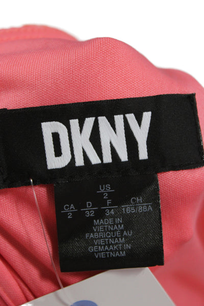 DKNY Womens Wrap Dress Sleeveless V-Neck Tie Waist Knee Length Orange Size 2