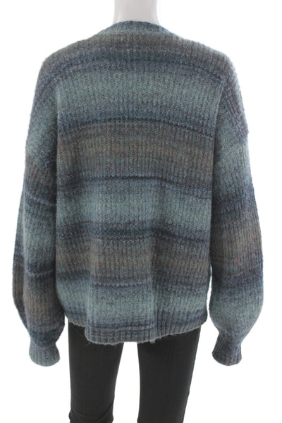 Christian Siriano Unisex Cardigan Blue Striped V-Neck Button Long Sleeve Size M
