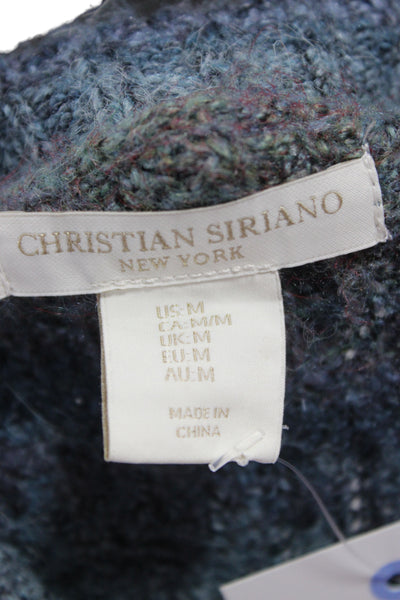 Christian Siriano Unisex Cardigan Blue Striped V-Neck Button Long Sleeve Size M