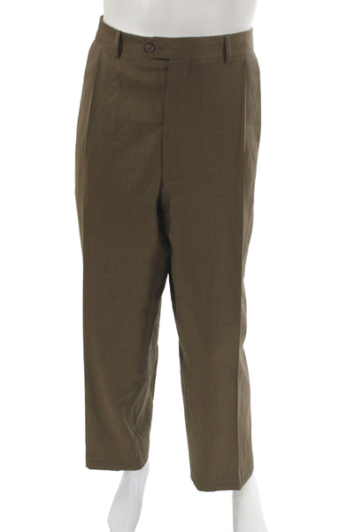 Santorelli Mens Dress Pants Brown 100% WV Button Classic Size 40