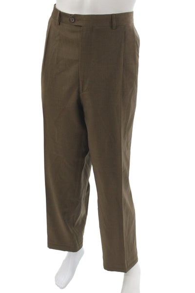 Santorelli Mens Dress Pants Brown 100% WV Button Classic Size 40