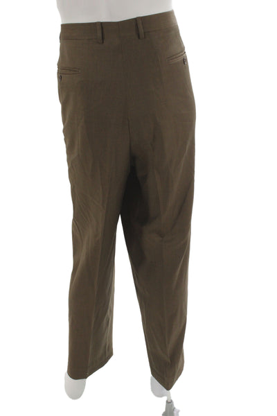 Santorelli Mens Dress Pants Brown 100% WV Button Classic Size 40