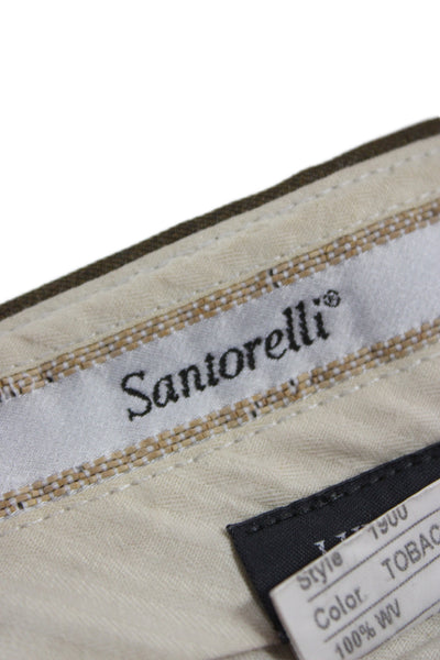 Santorelli Mens Dress Pants Brown 100% WV Button Classic Size 40