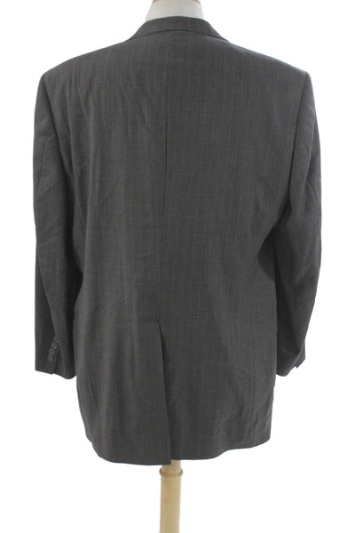 Hart Schaffner Marx Men Striped Gray Wool Suit Jacket Button Size 46