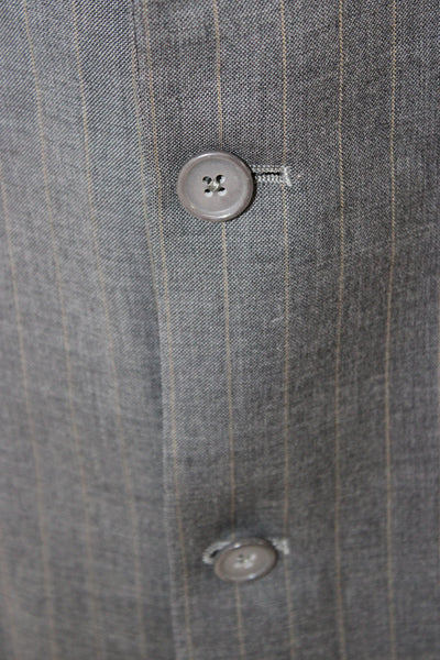 Hart Schaffner Marx Men Striped Gray Wool Suit Jacket Button Size 46