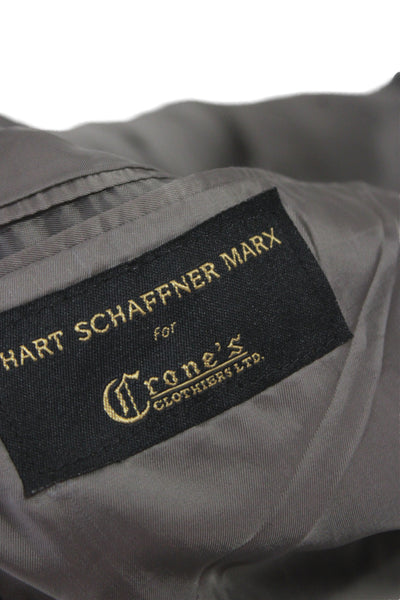 Hart Schaffner Marx Men Striped Gray Wool Suit Jacket Button Size 46