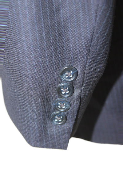 Hart Schaffner Marx Mens Dark Blue Striped Wool Suit Jacket Size 44