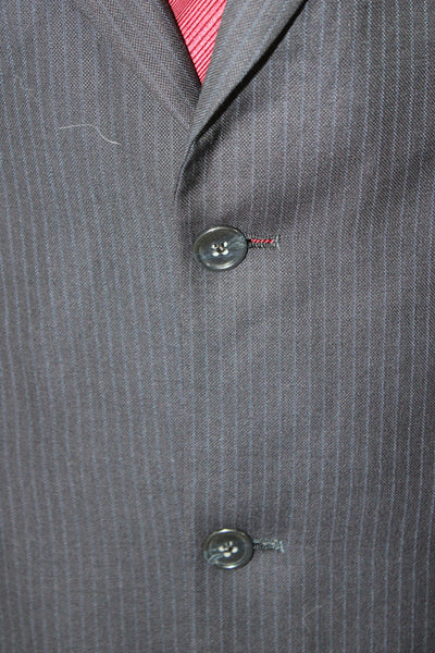 Hart Schaffner Marx Mens Dark Blue Striped Wool Suit Jacket Size 44