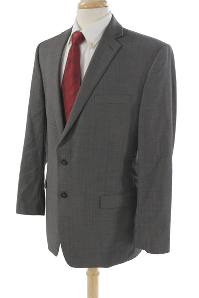Calvin Klein Mens 2 Piece Suit Jacket Gray Wool Button Collared Size 42