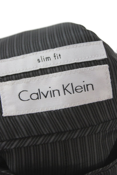 Calvin Klein Mens 2 Piece Suit Jacket Gray Wool Button Collared Size 42