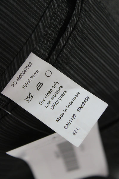 Calvin Klein Mens 2 Piece Suit Jacket Gray Wool Button Collared Size 42