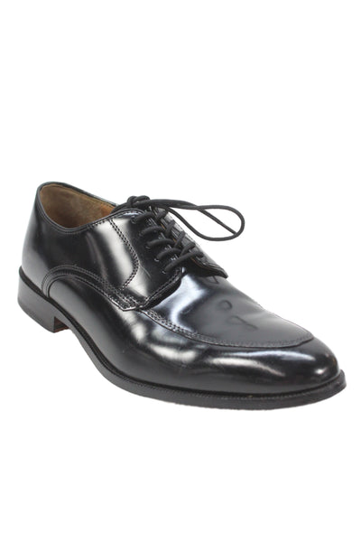 Johnston & Murphy Mens Lace Up Patent Leather Oxfords Black Size 8.5D