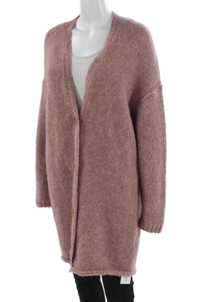 Forte Forte Unisex Cardigan Pink V-Neck Button Alpaca Size 1