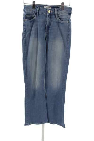 Frame Women Straight Jeans Blue Mid Rise 24 Inseam Size 25