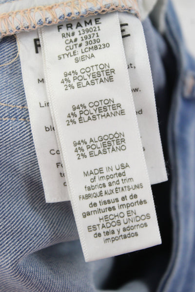 Frame Women Straight Jeans Blue Mid Rise 24 Inseam Size 25