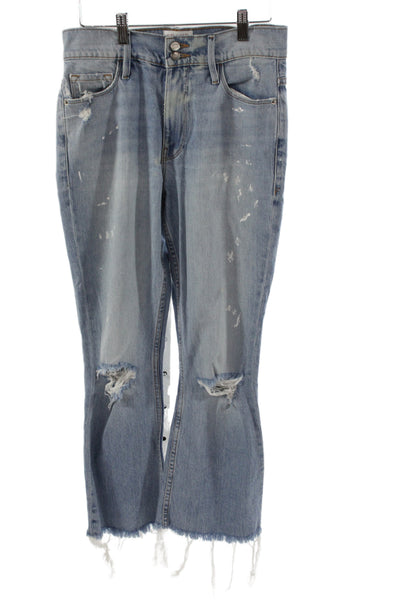 Frame Womens Cropped Boyfriend Jeans Light Blue Size 26