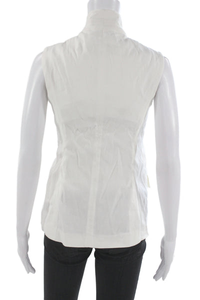 Rag & Bone Women White Linen Blend Military Vest High Neck Sleeveless Size 4