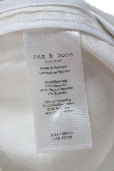 Rag & Bone Women White Linen Blend Military Vest High Neck Sleeveless Size 4