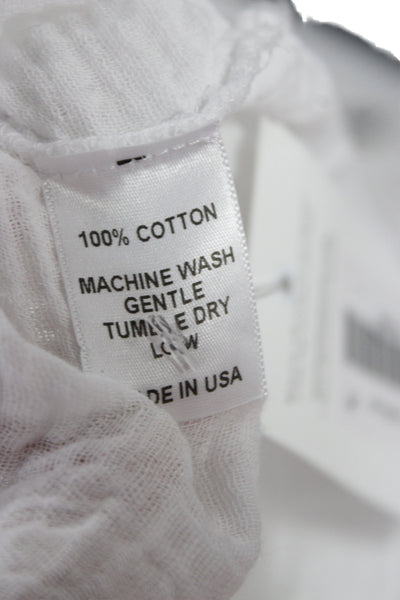 Felicite Women Basic Button-Up Blouse White Cotton Collared Long Sleeve Size 1