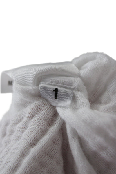 Felicite Women Basic Button-Up Blouse White Cotton Collared Long Sleeve Size 1