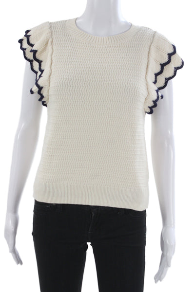Lilla P Womens White Pullover Sweater Crew Neck Cotton Polyester Size XS