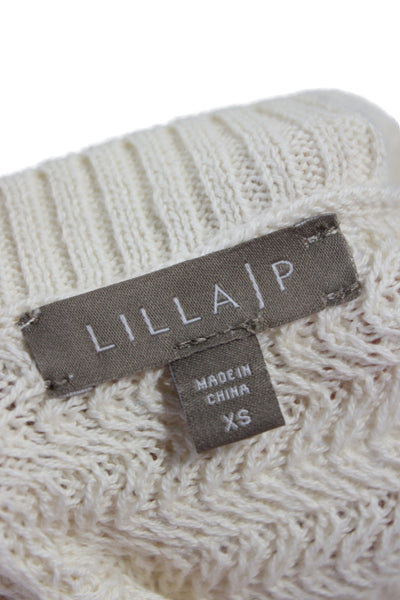 Lilla P Womens White Pullover Sweater Crew Neck Cotton Polyester Size XS