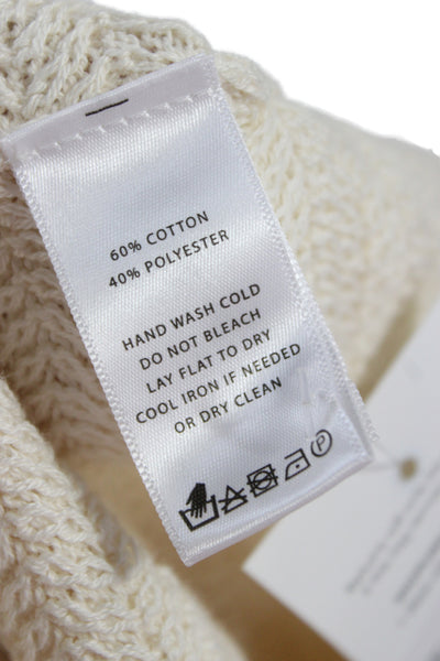 Lilla P Womens White Pullover Sweater Crew Neck Cotton Polyester Size XS