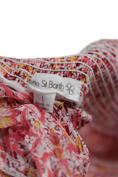 Poupette St. Barth Women Maxi Peasant Skirt Floral Pink Viscose Size L