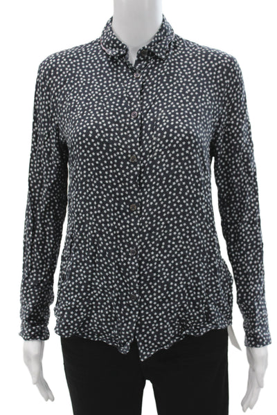 Paul Smith Womens Button-Up Dark Blue Viscose Longsleeve Stars Size 40